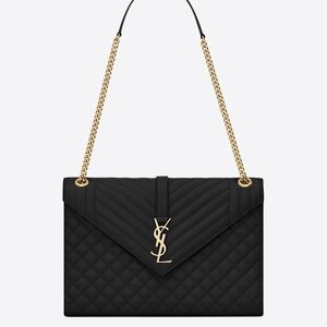Used Once- Large YSL Envelope Bag in Black